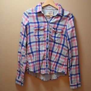 Abercrombie shirt, pink and blue, S